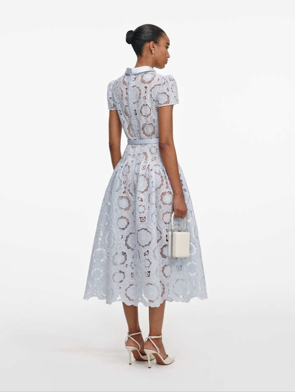 Self Portrait Blue Floral Lace Midi Dress - Picture 3 of 11